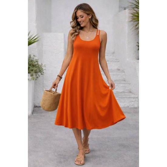 Kadın Askılı Yuvarlak Yakalı Kiloş Uzun Viskon Elbise, 32877