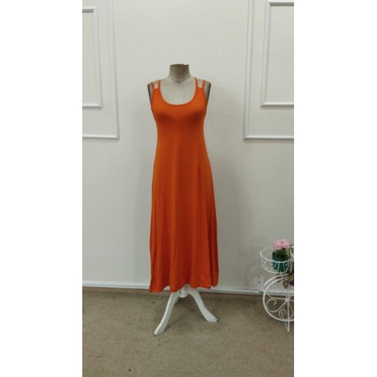 Kadın Askılı Yuvarlak Yakalı Kiloş Uzun Viskon Elbise, 32877