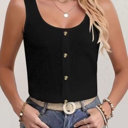 Kadın Askılı Yuvarlak Yakalı önden Düğmeli Bürümcük Bluz, 32874