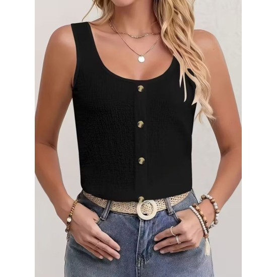 Kadın Askılı Yuvarlak Yakalı önden Düğmeli Bürümcük Bluz, 32874