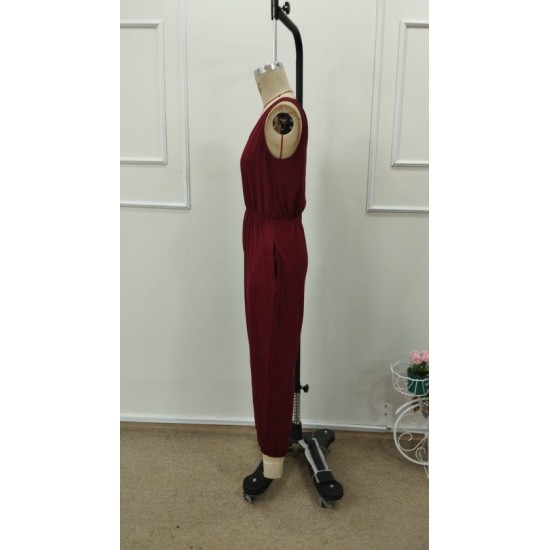 Kadın Askılı Yuvarlak Yakalı Cepli Viskon Tulum, 32897