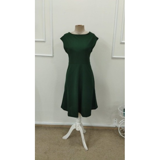 Kadın Yarım Ay Kollu Yakası Acık Kemersiz Midi Ithal Krep Elbise, 32894