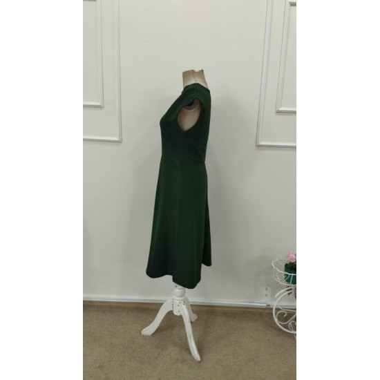 Kadın Yarım Ay Kollu Yakası Acık Kemersiz Midi Ithal Krep Elbise, 32894