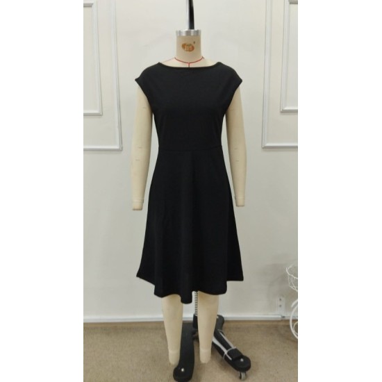 Kadın Yarım Ay Kollu Yakası Acık Kemersiz Midi Ithal Krep Elbise, 32892