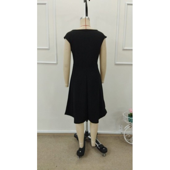 Kadın Yarım Ay Kollu Yakası Acık Kemersiz Midi Ithal Krep Elbise, 32892