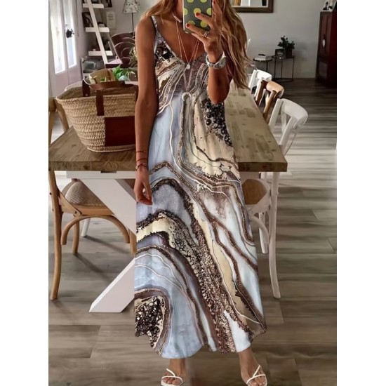 Kadın Askılı V Yakalı Desenlı Uzun Süprem Elbise, 32886 Kadın Askılı V Yakalı Desenlı Uzun Süprem Elbise, 32886