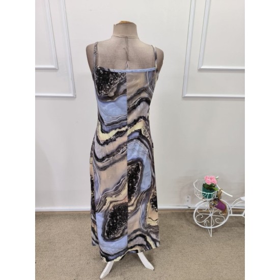 Kadın Askılı V Yakalı Desenlı Uzun Süprem Elbise, 32886 Kadın Askılı V Yakalı Desenlı Uzun Süprem Elbise, 32886