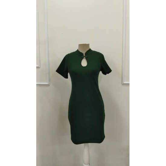 Kadın Kısa Kollu Damla Yaka Detaylı Yakası Bağcık Detaylı Kısa Ithal Krep Elbise, 32885