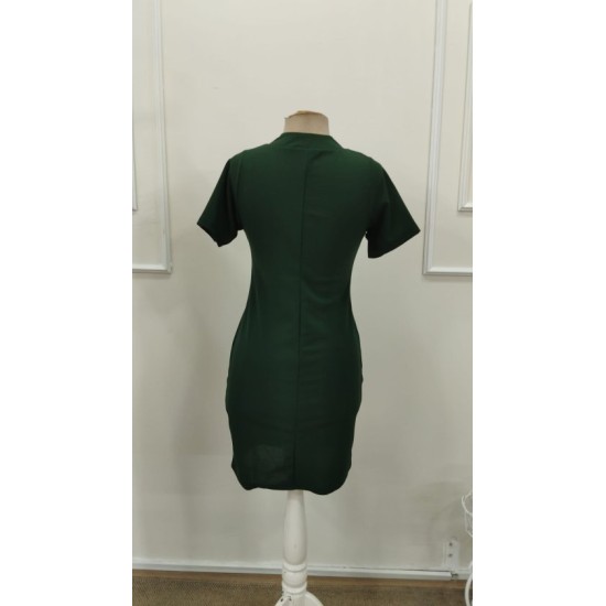 Kadın Kısa Kollu Damla Yaka Detaylı Yakası Bağcık Detaylı Kısa Ithal Krep Elbise, 32885