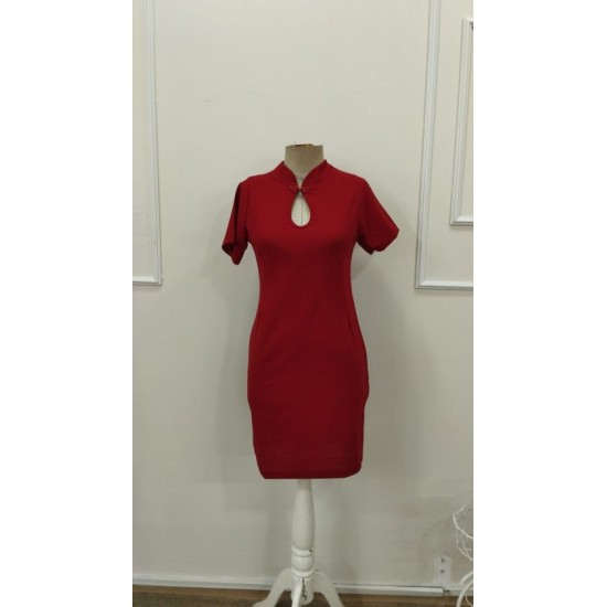 Kadın Kısa Kollu Damla Yaka Detaylı Yakası Bağcık Detaylı Kısa Ithal Krep Elbise, 32884