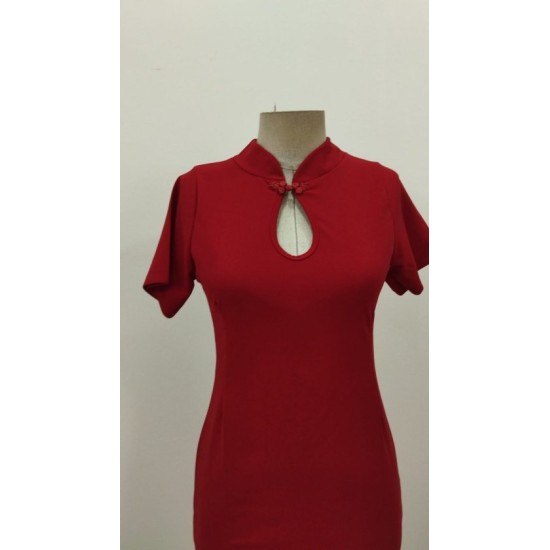 Kadın Kısa Kollu Damla Yaka Detaylı Yakası Bağcık Detaylı Kısa Ithal Krep Elbise, 32884