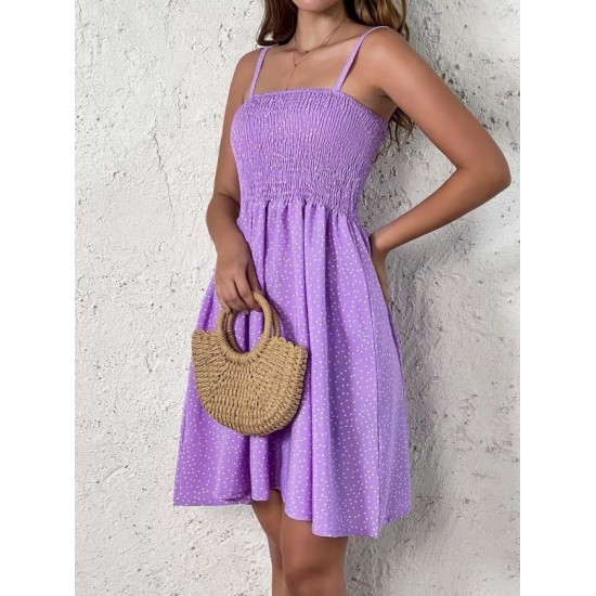 Kadın Ip Askılı Gipeli Desenli Kısa Süprem Elbise , 32902