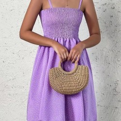 Kadın Ip Askılı Gipeli Desenli Kısa Süprem Elbise , 32902