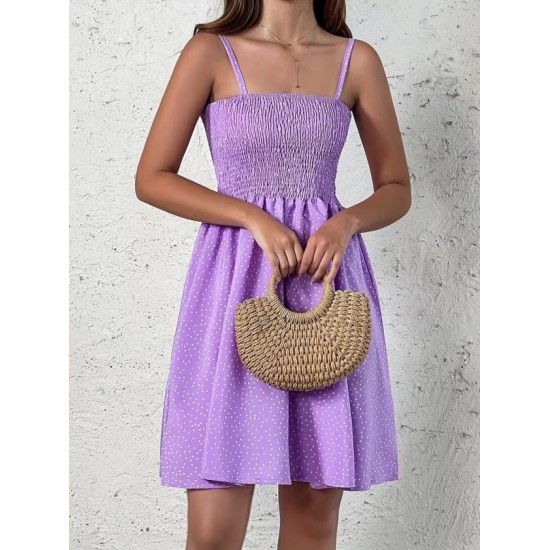 Kadın Ip Askılı Gipeli Desenli Kısa Süprem Elbise , 32902