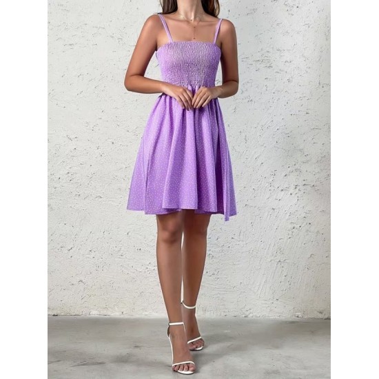 Kadın Ip Askılı Gipeli Desenli Kısa Süprem Elbise , 32902