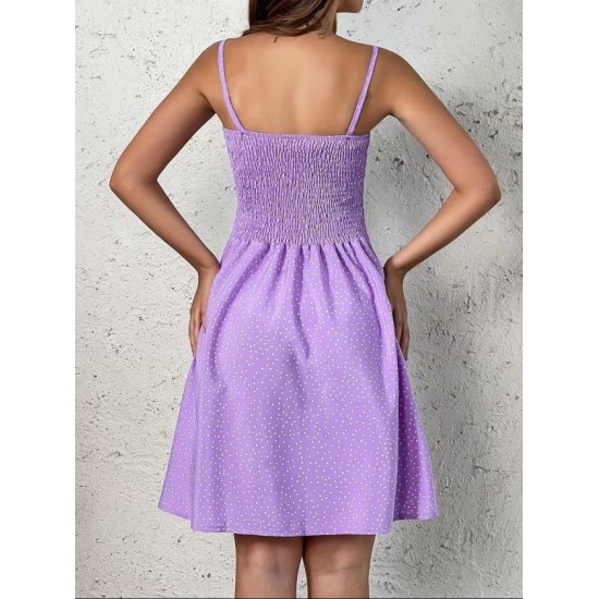 Kadın Ip Askılı Gipeli Desenli Kısa Süprem Elbise , 32902