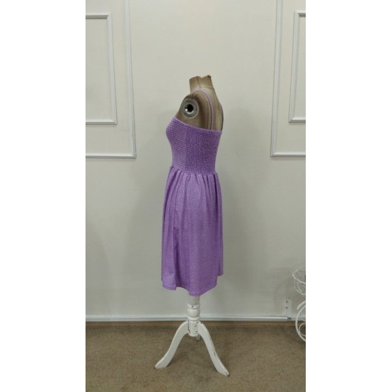 Kadın Ip Askılı Gipeli Desenli Kısa Süprem Elbise , 32902