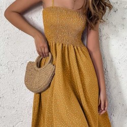 Kadın Ip Askılı Gipeli Desenli Kısa Süprem Elbise , 32901