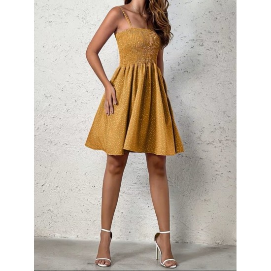 Kadın Ip Askılı Gipeli Desenli Kısa Süprem Elbise , 32901