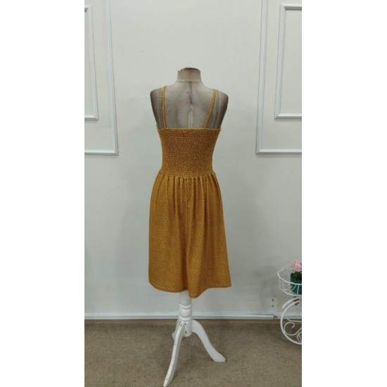 Kadın Ip Askılı Gipeli Desenli Kısa Süprem Elbise , 32901