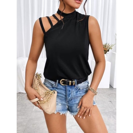 Kadın Omuzdan şerit Detaylı Yarı Balıkçı Yaka Viskon Bluz , 32913