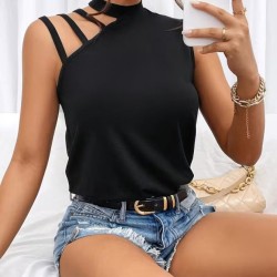 Kadın Omuzdan şerit Detaylı Yarı Balıkçı Yaka Viskon Bluz , 32913