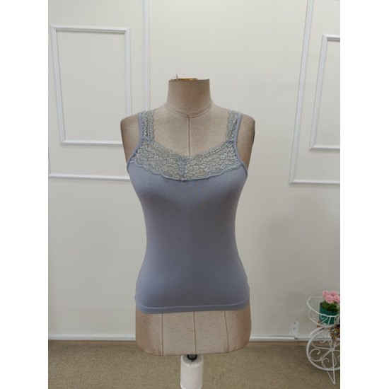 Kadın Askılı V Dantel Yakalı Viskon Bluz, 32912