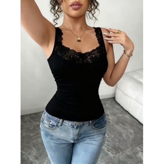 Kadın Askılı V Dantel Yakalı Viskon Bluz, 32909