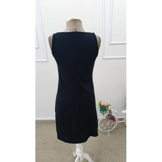 Kadın Askılı Yuvarlak Yakalı Kalp Baskılı Kısa Viskon Elbise, 32908