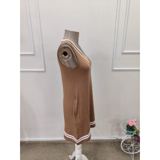 Kadın Askılı V Yakalı Cepli Kısa Viskon Elbise, 32907