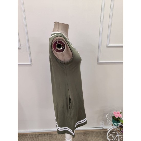 Kadın Askılı V Yakalı Cepli Kısa Viskon Elbise, 32906