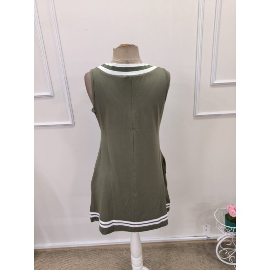 Kadın Askılı V Yakalı Cepli Kısa Viskon Elbise, 32906