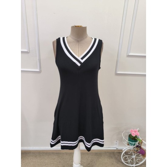 Kadın Askılı V Yakalı Cepli Kısa Viskon Elbise, 32904 Kadın Askılı V Yakalı Cepli Kısa Viskon Elbise, 32904