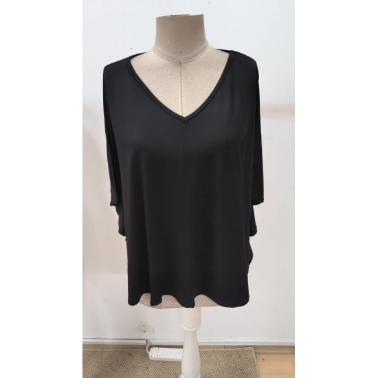 Kadın Kısa Kollu V Yakalı Salaş Viskon Bluz , 32917