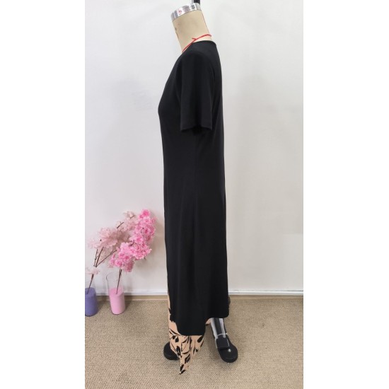 Kadın Kısa Kollu önden çapraz Detaylı Viskon Uzun Bluz Ve Desenli Iki Iplik Pantolon Ikili Takım , 32915