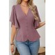 Kadın Kısa Kollu önden Düğmeli Ithal Krep Bluz , 32930