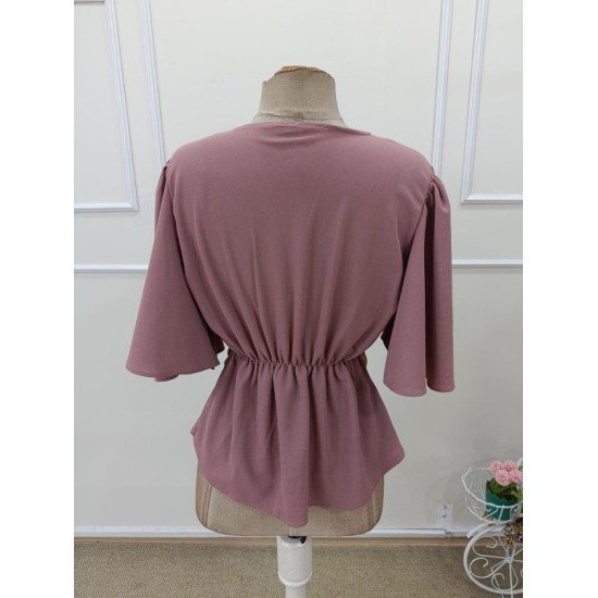 Kadın Kısa Kollu önden Düğmeli Ithal Krep Bluz , 32930