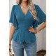 Kadın Kısa Kollu önden Düğmeli Ithal Krep Bluz , 32929
