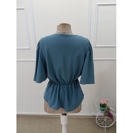 Kadın Kısa Kollu önden Düğmeli Ithal Krep Bluz , 32929