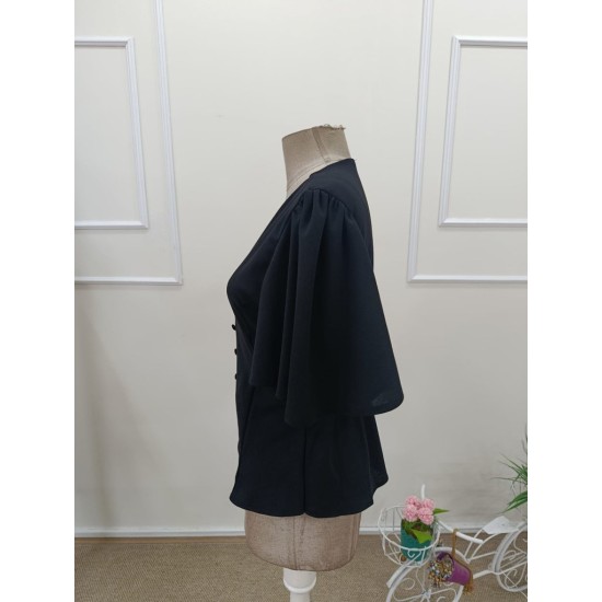 Kadın Kısa Kollu önden Düğmeli Ithal Krep Bluz , 32928