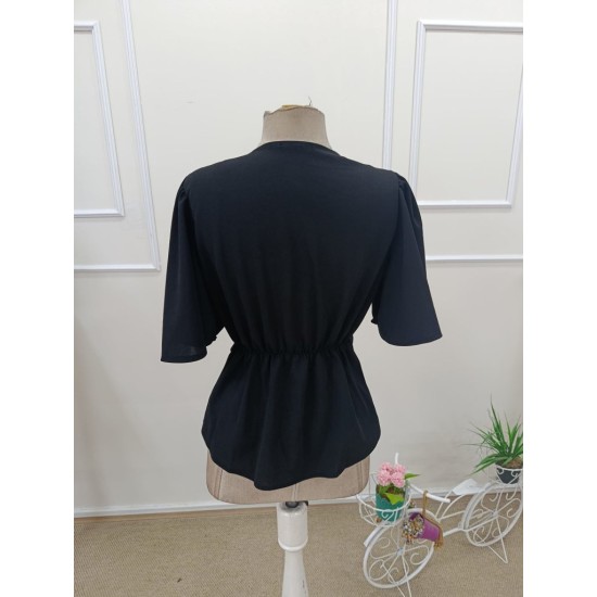 Kadın Kısa Kollu önden Düğmeli Ithal Krep Bluz , 32928