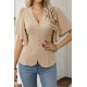 Kadın Kısa Kollu önden Düğmeli Ithal Krep Bluz , 32927