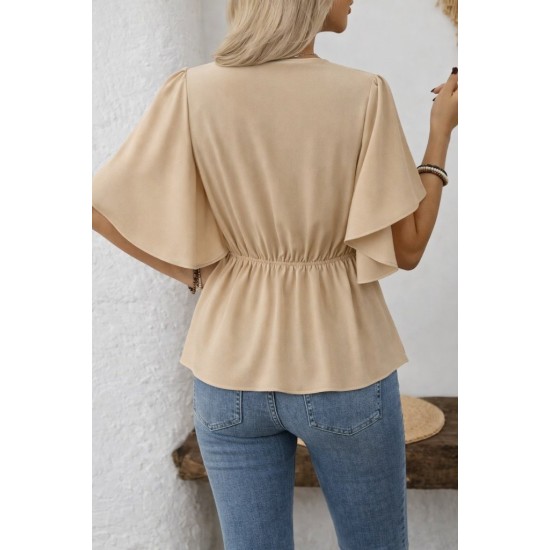 Kadın Kısa Kollu önden Düğmeli Ithal Krep Bluz , 32927