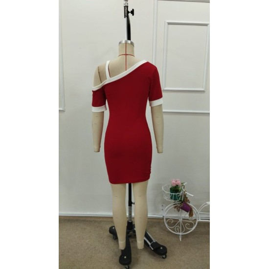 Kadın Kısa Kollu Asimetrik Kesim Yaka şerit Ve Aksesuar Detaylı Modal Elbise , 32925 Kadın Kısa Kollu Asimetrik Kesim Yaka şerit Ve Aksesuar Detaylı Modal Elbise , 32925