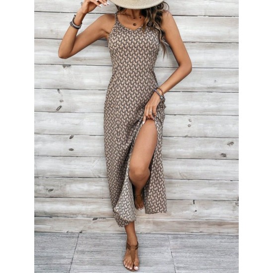 Kadın Ip Askılı V Yakalı Yırtmaçlı Uzun Süprem Elbise, 32920