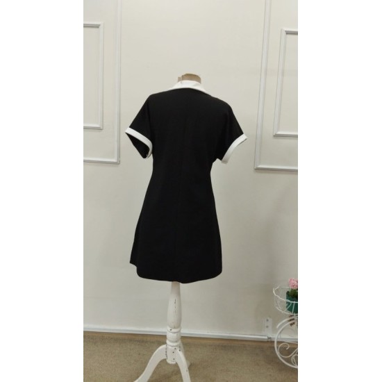 Kadın Kısa Kollu V Yakalı Onden şerit Detaylı Yakalı Kısa Janjan Krep Elbise, 32933 Kadın Kısa Kollu V Yakalı Onden şerit Detaylı Yakalı Kısa Janjan Krep Elbise, 32933