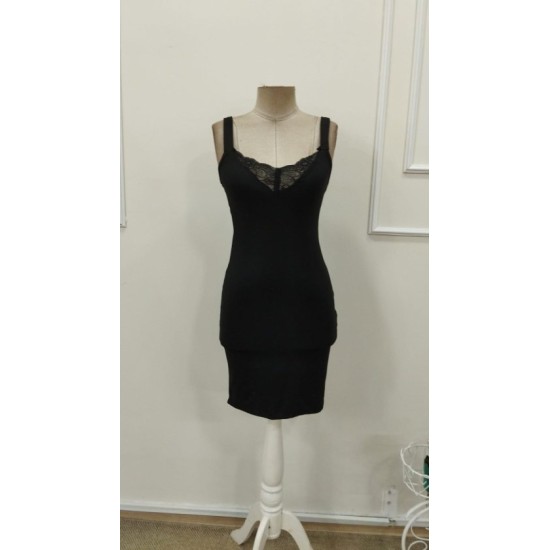 Kadın Askılı V Dantel Yakalı Kısa Dalgıç Elbise, 32932