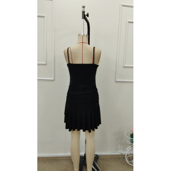 Kadın Ip Askılı Yuvarlak Yaka Büzgülü Kısa Sandy Elbise, 32936