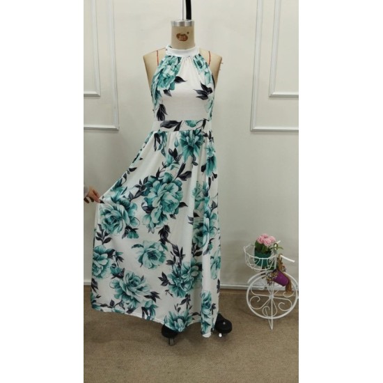 Kadın Omuzlardan Açık Balıkçı Yaka Desenli Uzun Süprem Elbise, 32943