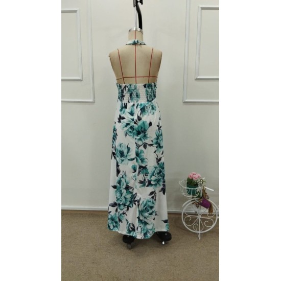 Kadın Omuzlardan Açık Balıkçı Yaka Desenli Uzun Süprem Elbise, 32943